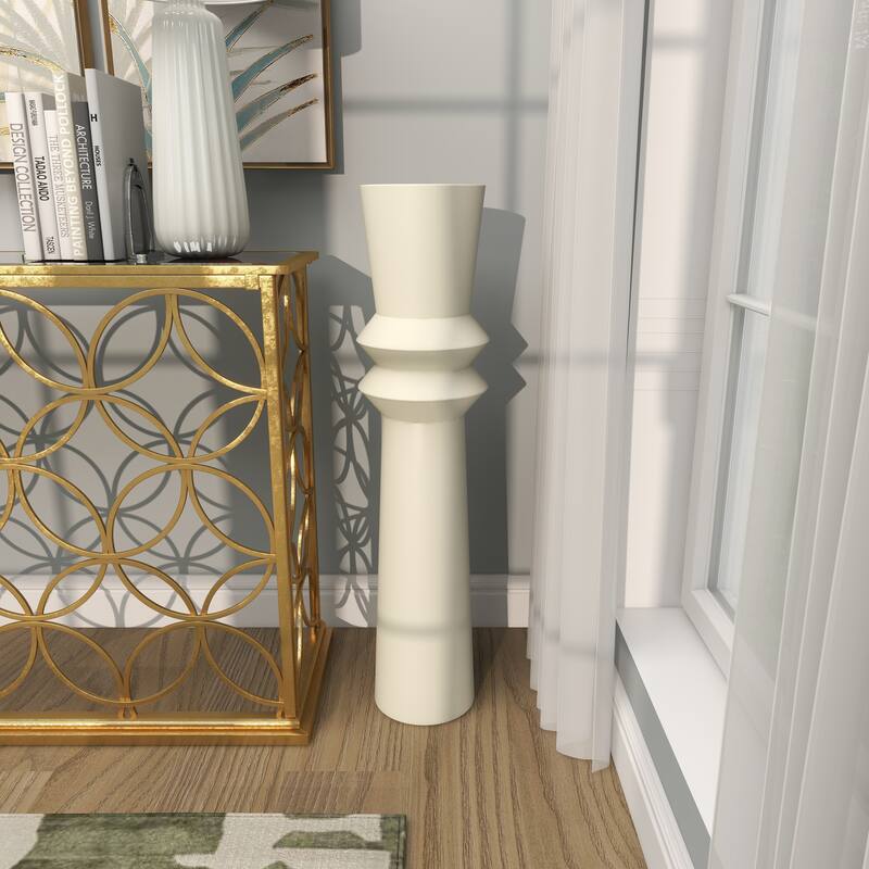 The Novogratz Cream Metal Tall Art Deco Fluted Floor Vase