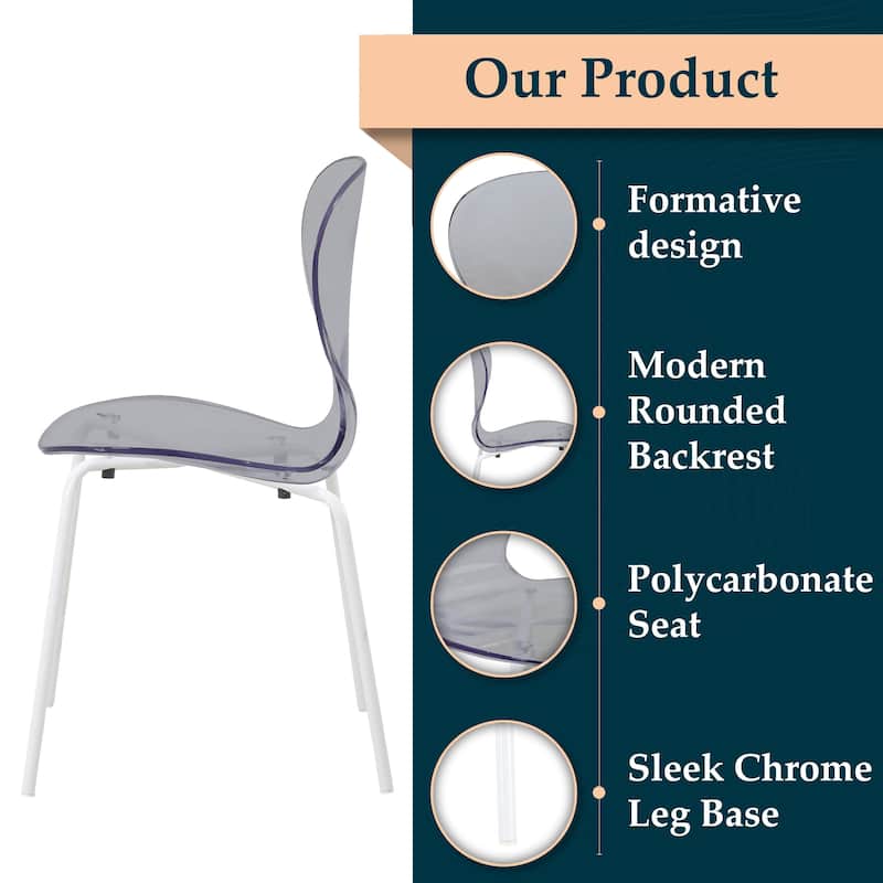 Stackable Plastic Dining Chair Transparent Modern Accent Side Chair for Indoor and Outdoor