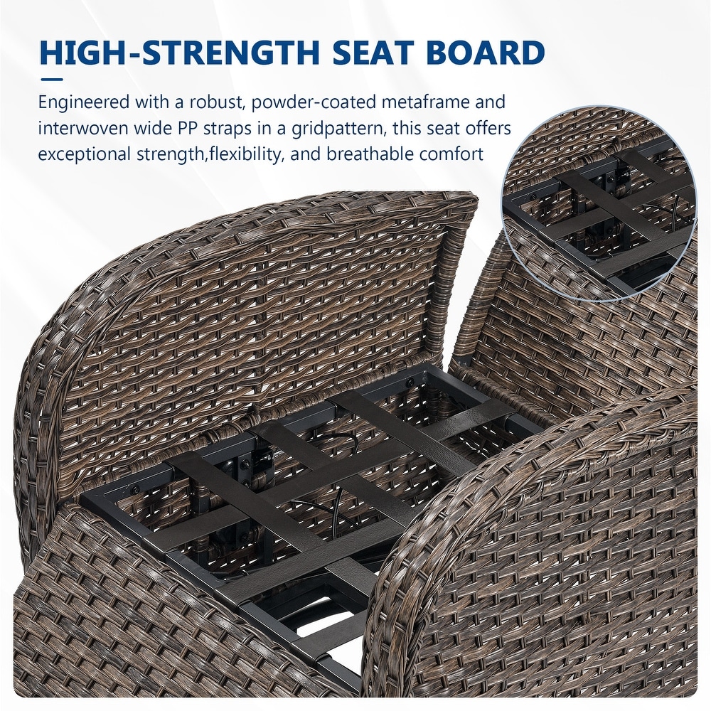 Meyreso Wicker Swivel Reclining Chaise Lounge with Adjustable Backrest & Footrest - Image 8