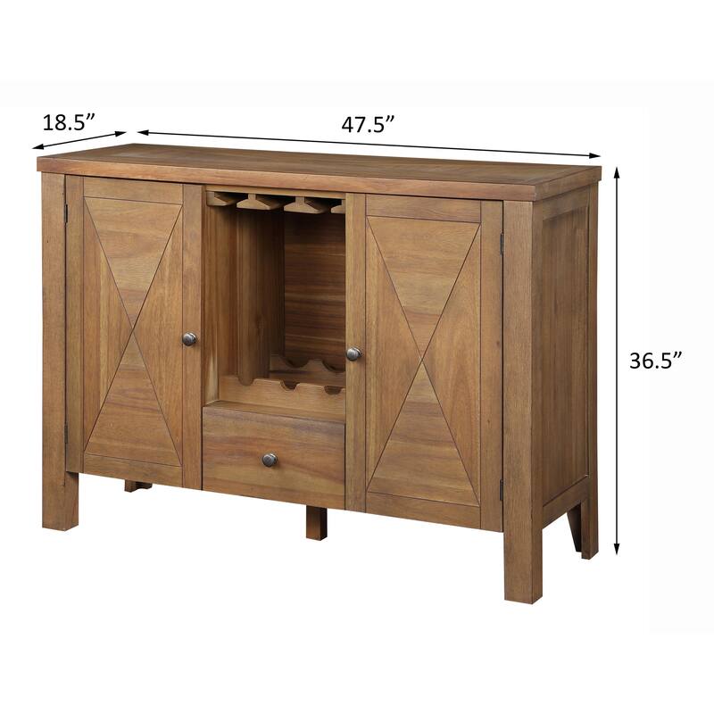 Wheeler Rustic Brown and Oak Server with 2-Door
