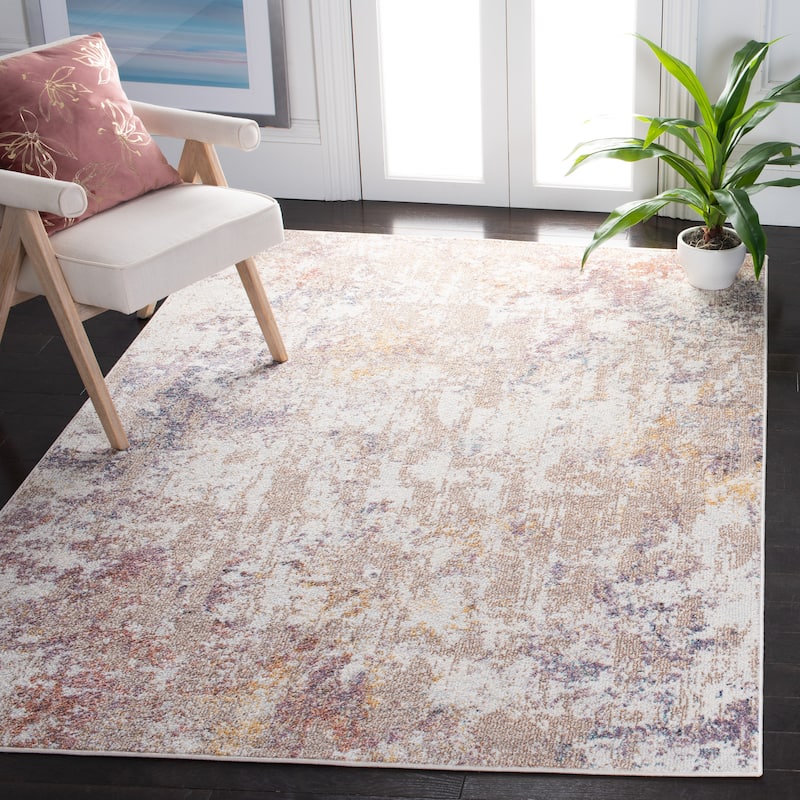 SAFAVIEH Crystal Nerea Modern Abstract Distressed Rug - 4'5" x 6'5" - Ivory/Beige - Rectangle