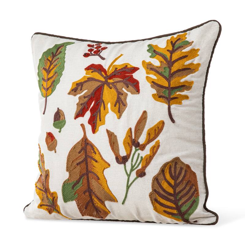 Glitzhome Farmhouse Thanksgiving Harvest Turkey Embroidered Pillow or Pillow Cover