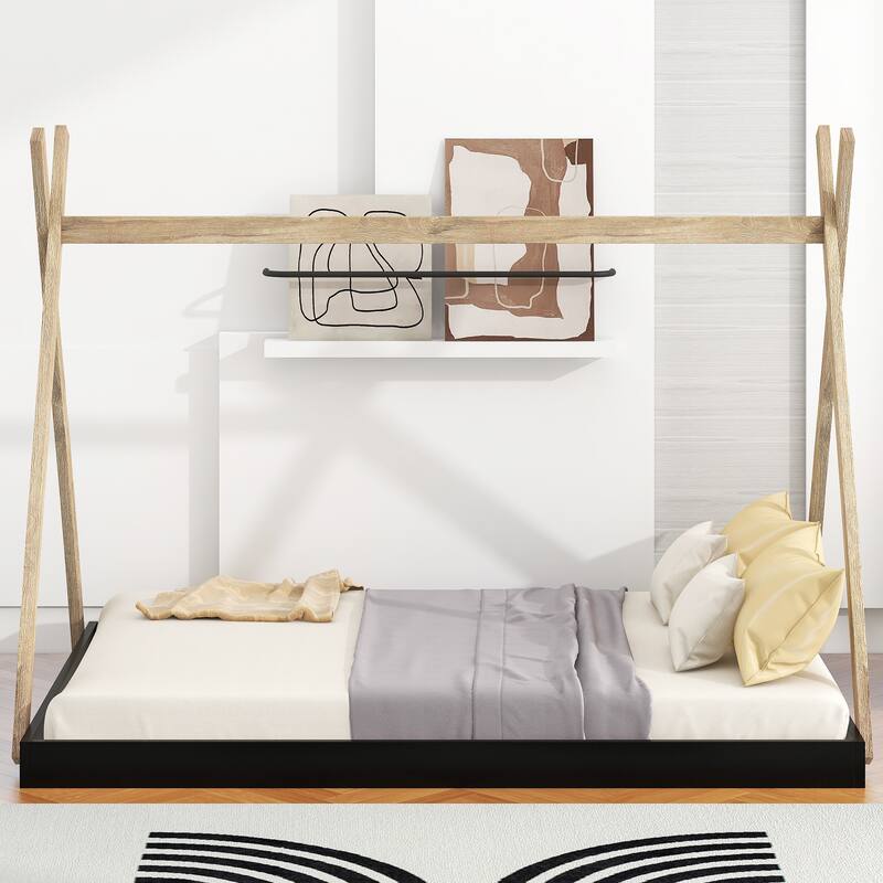 Tent Floor Bed with Triangle Structure - Natural