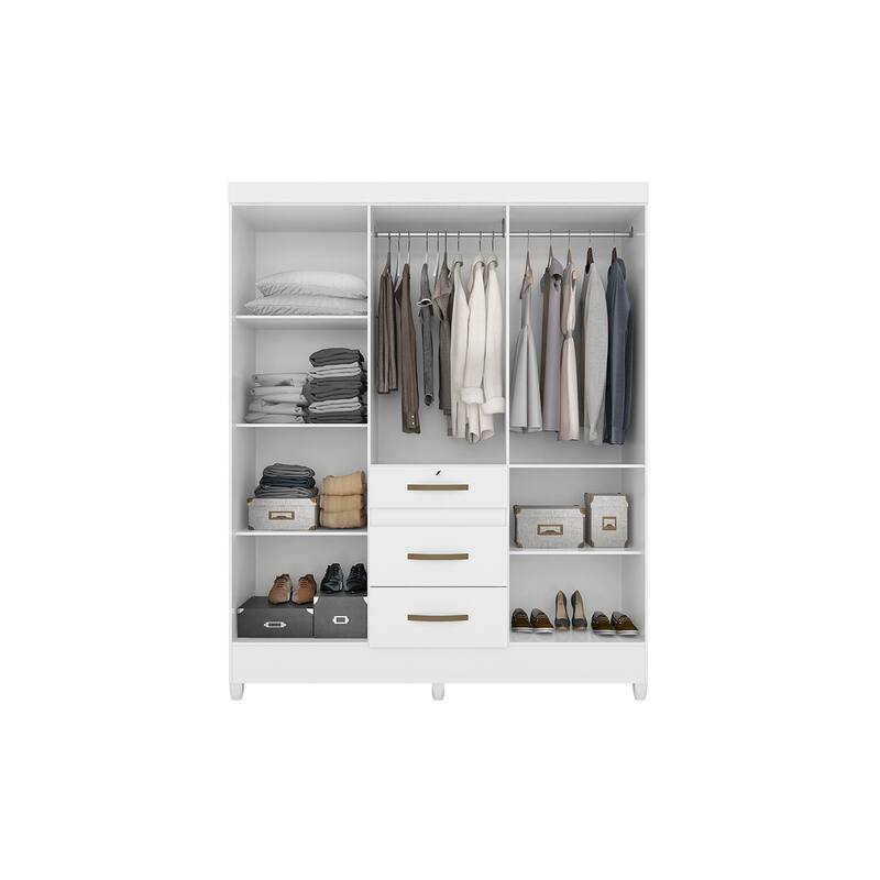Augusta 3-Door Wardrobe with Hanging Rod White