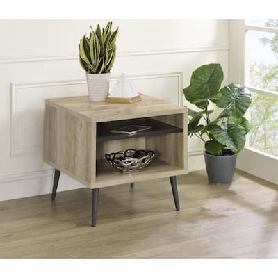 Devora Antique Pine End Table with Shelf