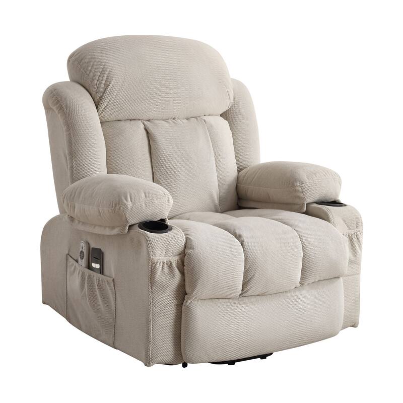 Velvet Power Lift Recliner Chair with Heat & Massage, Electric Recliner Chair with USB Port, Remote Control & Side Pocket