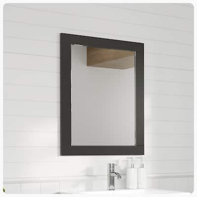 Eviva Aberdeen 24-inch Espresso Wooden Framed Bathroom Wall Mirror
