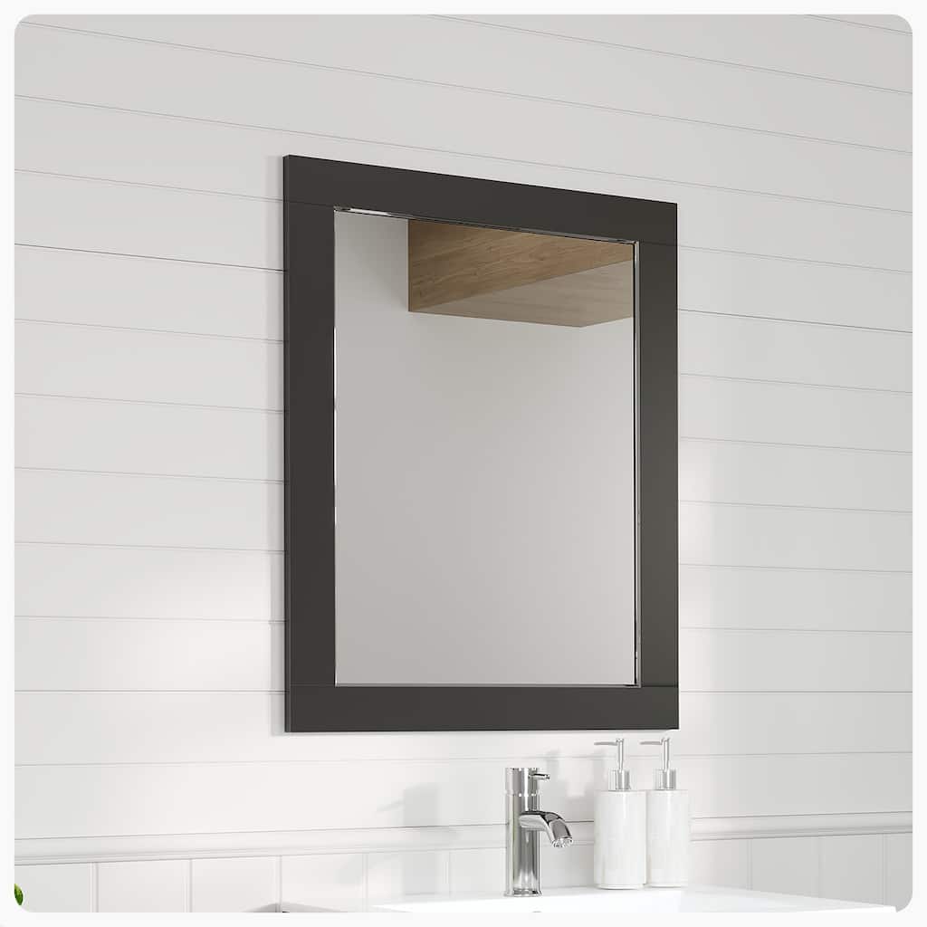 Eviva Aberdeen 24-inch Espresso Wooden Framed Bathroom Wall Mirror