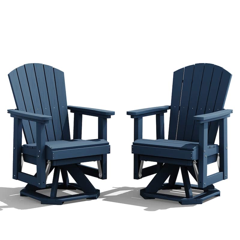 Set of 2 HDPE Adirondack Swivel Gliders, Outdoor Patio Chair Set