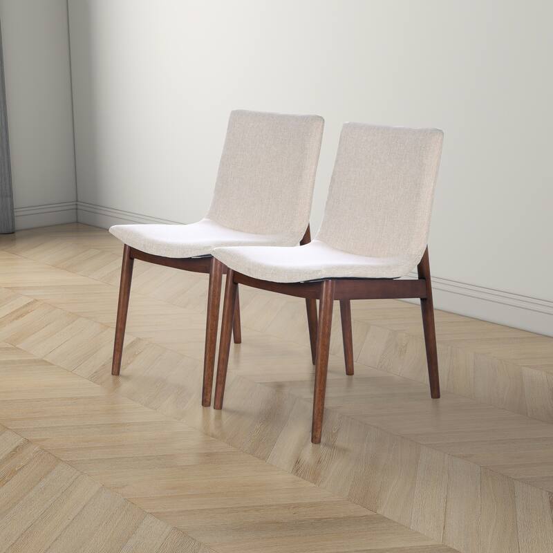 Maralunga Solid Wood Italian Style Linen Dining Chair (Set of 2) - Light Grey