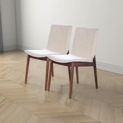 Maralunga Solid Wood Italian Style Linen Dining Chair (Set of 2)