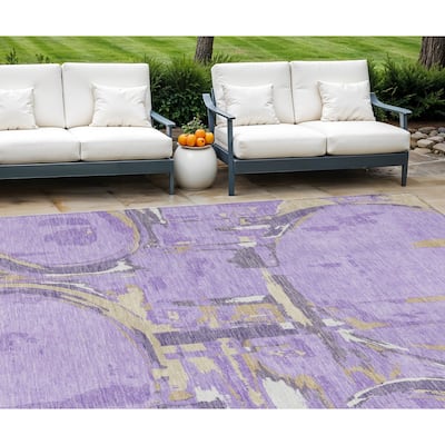 HomeRoots Geometric Transitional Rectangle Outdoor Rug