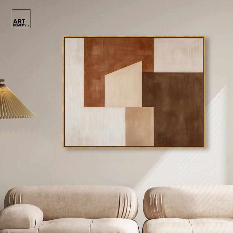Cream and Brown Panels I Canvas by Art Remedy
