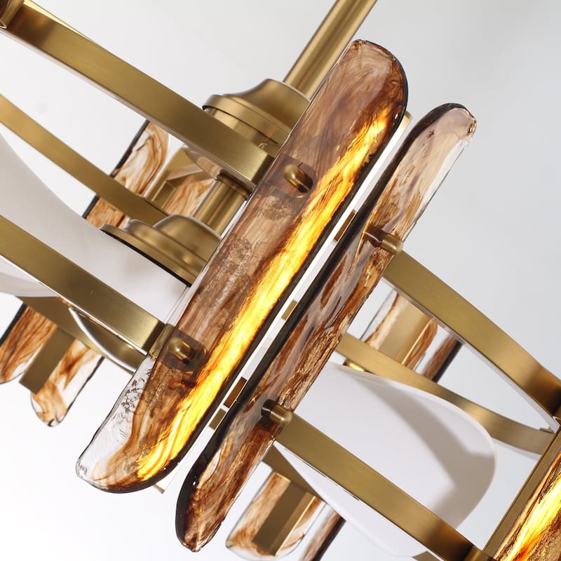 Ceiling Fan 32" Perimost 3-Blade Modern Gold Glass LED