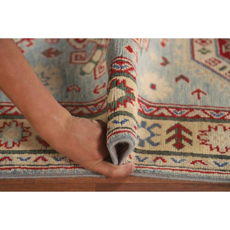 Blue Kazak Runner Rug Handmade Oriental Wool Carpet - 2'8" x 15'8"