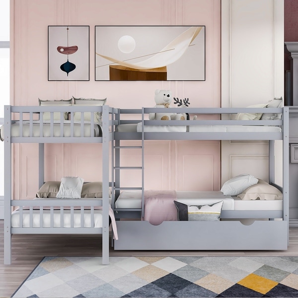 L shaped bunk online beds with drawers