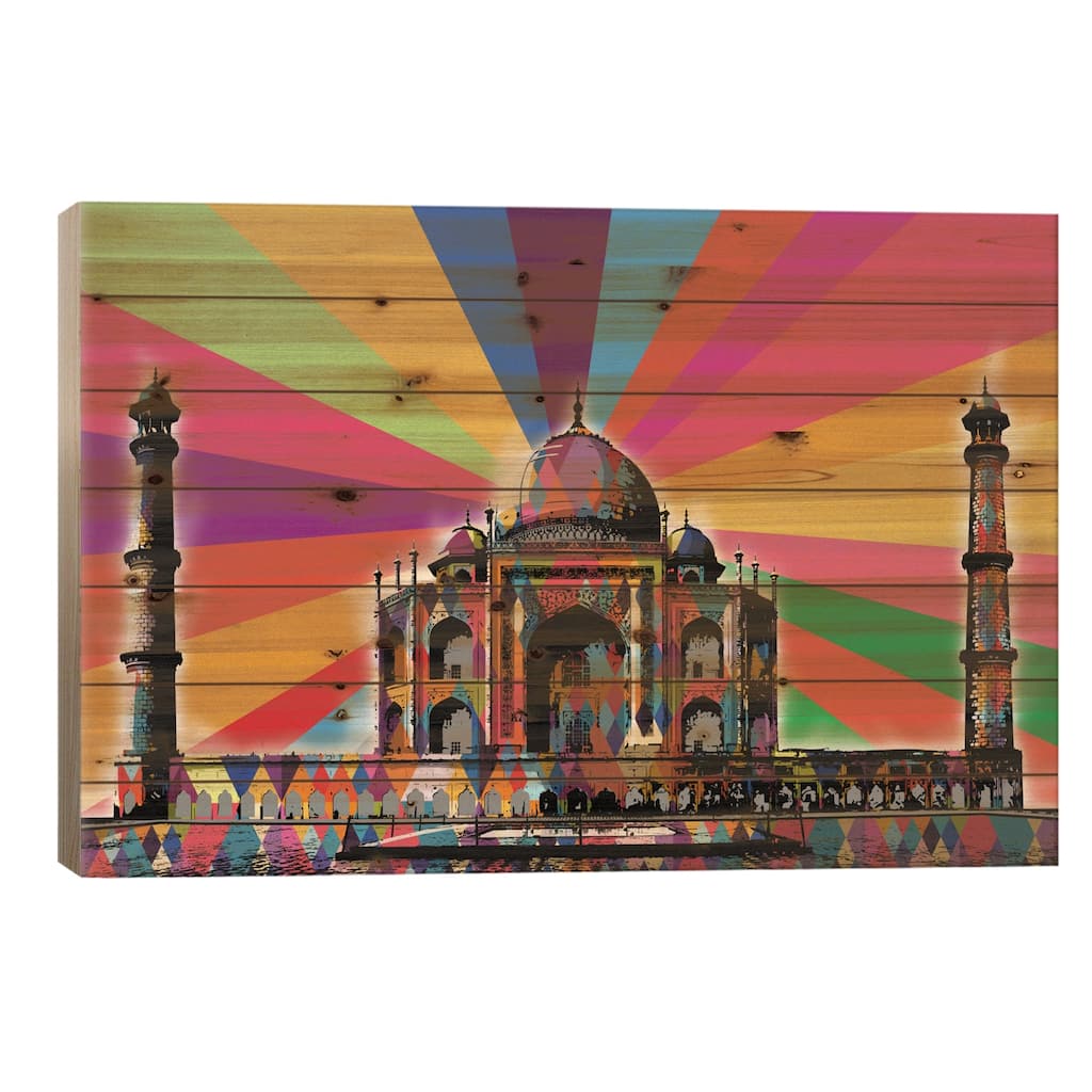 Taj Mahal Psychedelic Pop Print On Wood by 5by5collective - Multi-Color