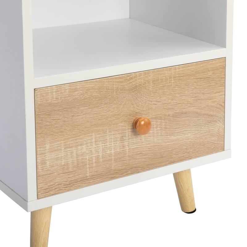 Set of 2 Bedside Cupboard End Table with Shelf 1 Drawer