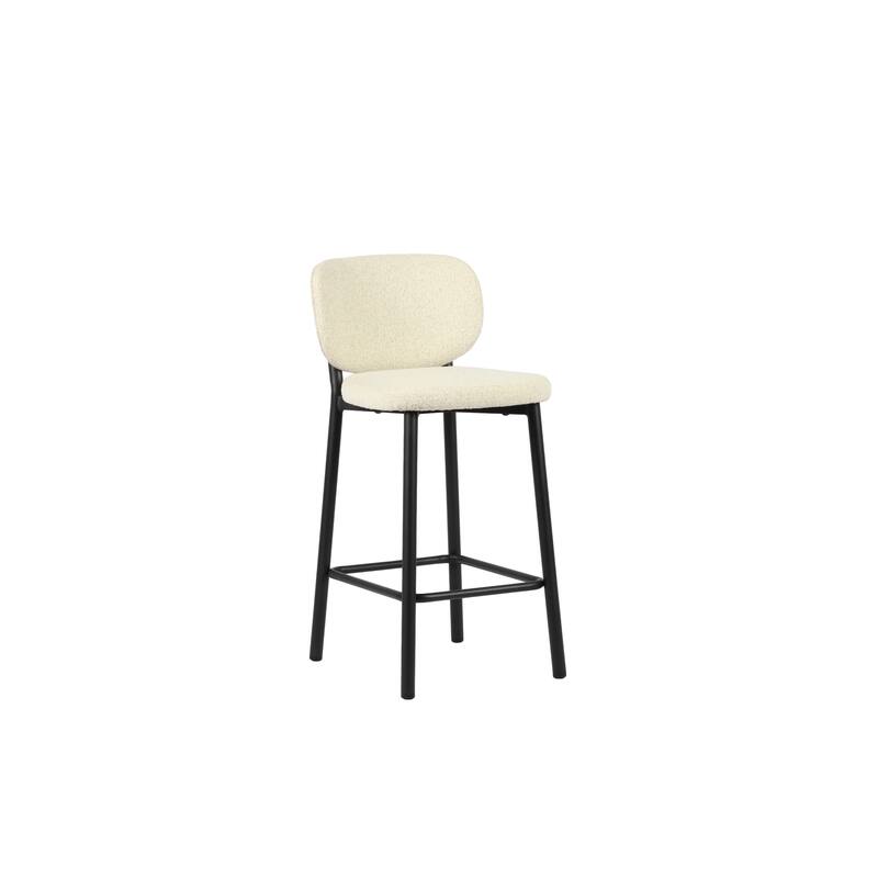 Rye Studio Boucle Chairs with Black Steel Legs, Set of 2 - Off-White - Counter Height