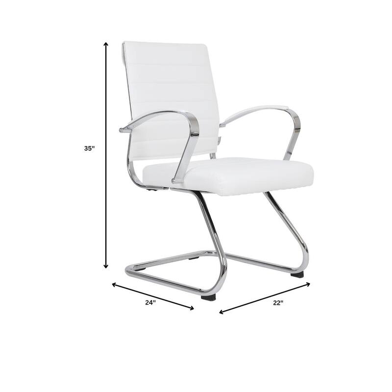 Benmar Series Mid Back Modern Leather Office Executive Desk Chair, Ergonomic Seating with Stainless Steel Sled Base