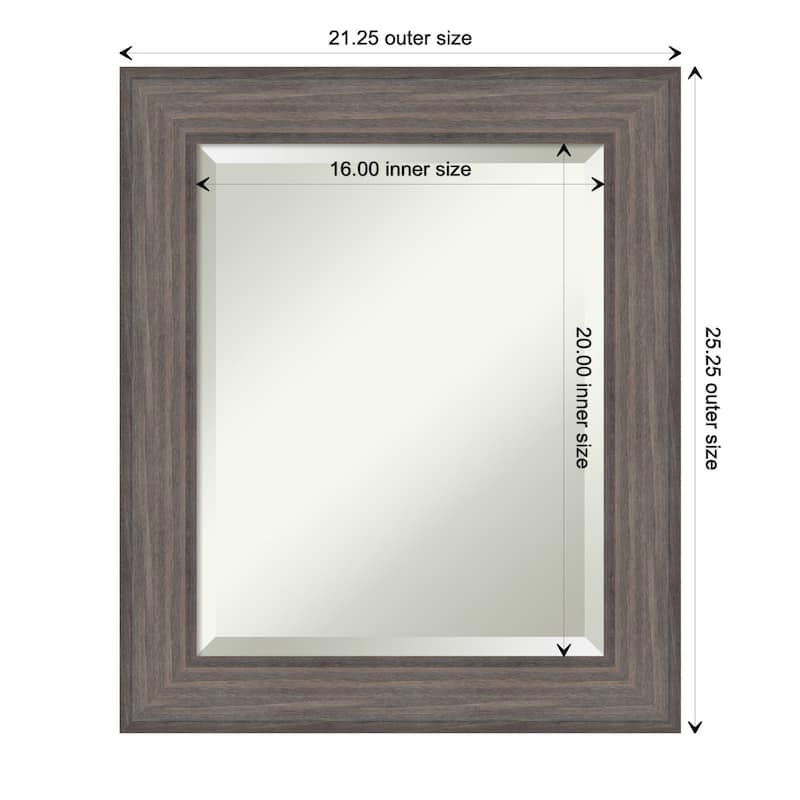 Beveled Wood Wall Mirror - Country Barnwood Frame