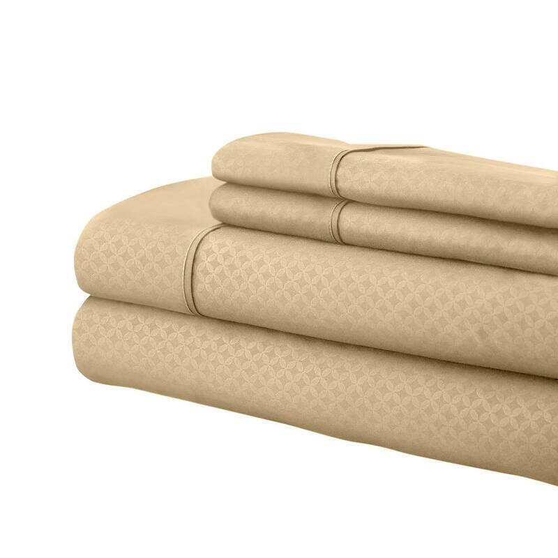 Home Sweet Home Dream Greek Key Embossed Bed Sheet Set - Taupe - Twin