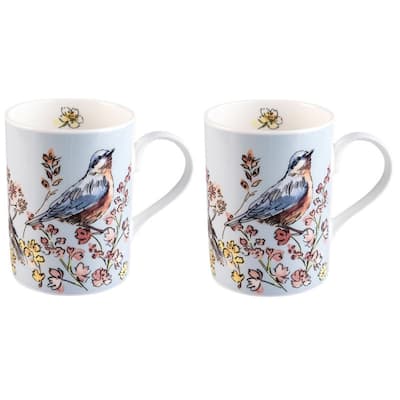 Roy Kirkham Lucy Mugs - Morning Chorus Set of 2, Design: Blue Bird