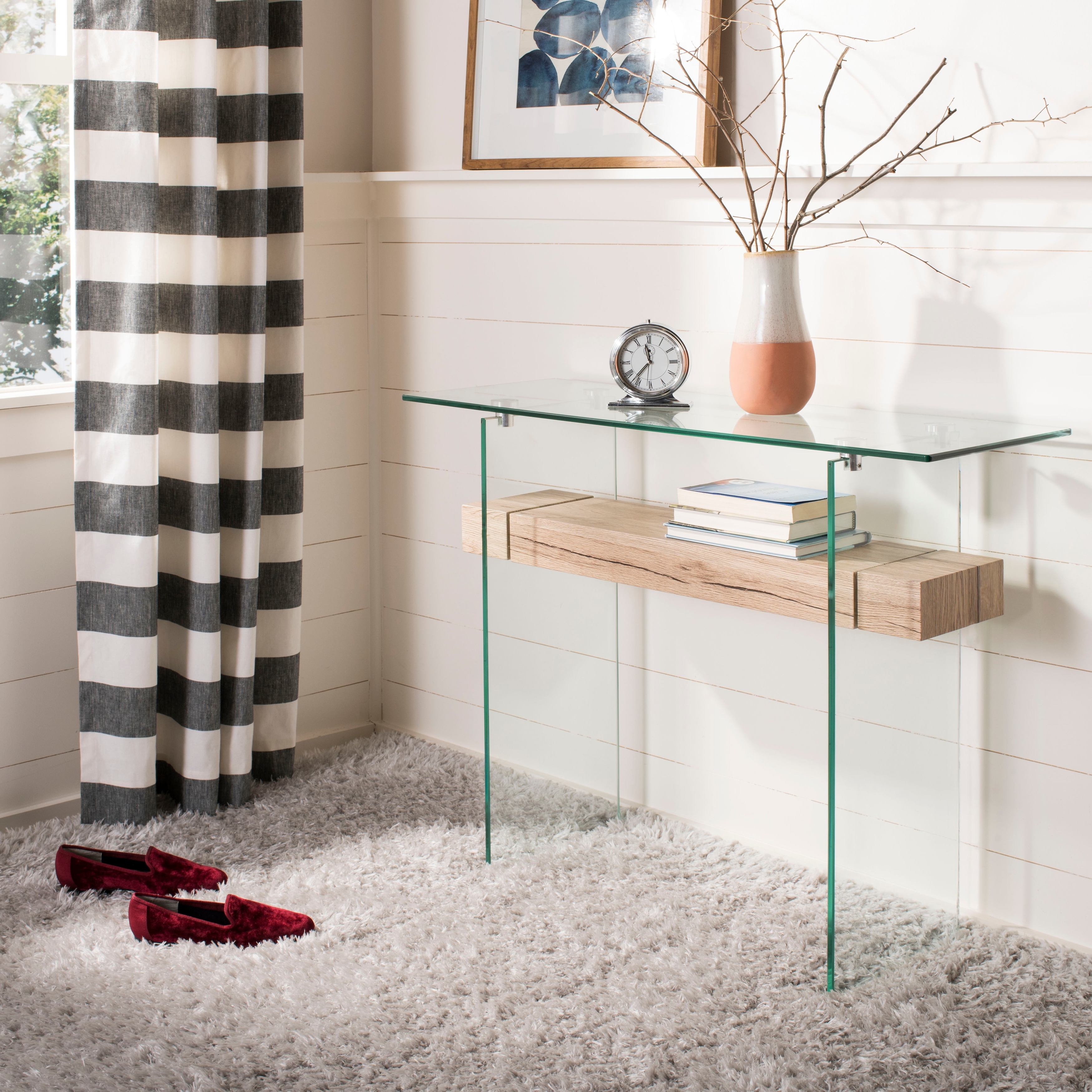 SAFAVIEH Luda Scandinavian Glass Console Table, 39.4-Inch - 39Wx14Dx32H