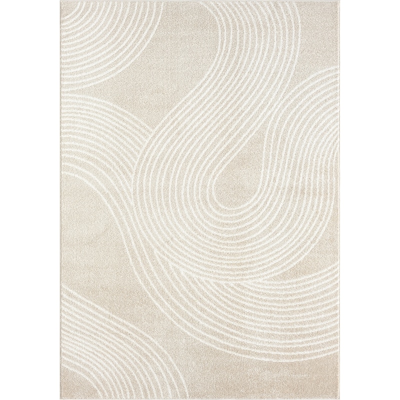 Abani Rugs Nuevo NUE190A Cream Beige Swirl Modern Area Rug
