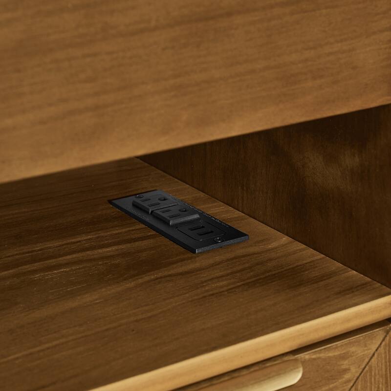 Modern Nightstand with Charging Station,Outlet Hole and 2 Drawers