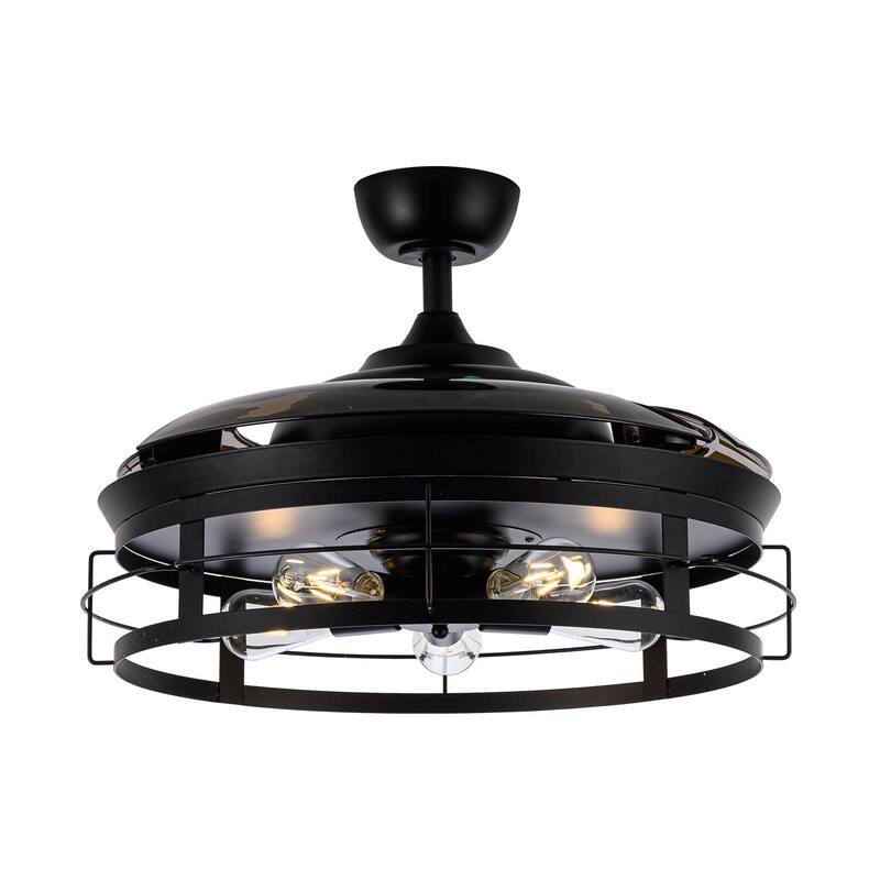 52" Industrial Retractable 3-Blade Ceiling Fan Chandelier with Remote
