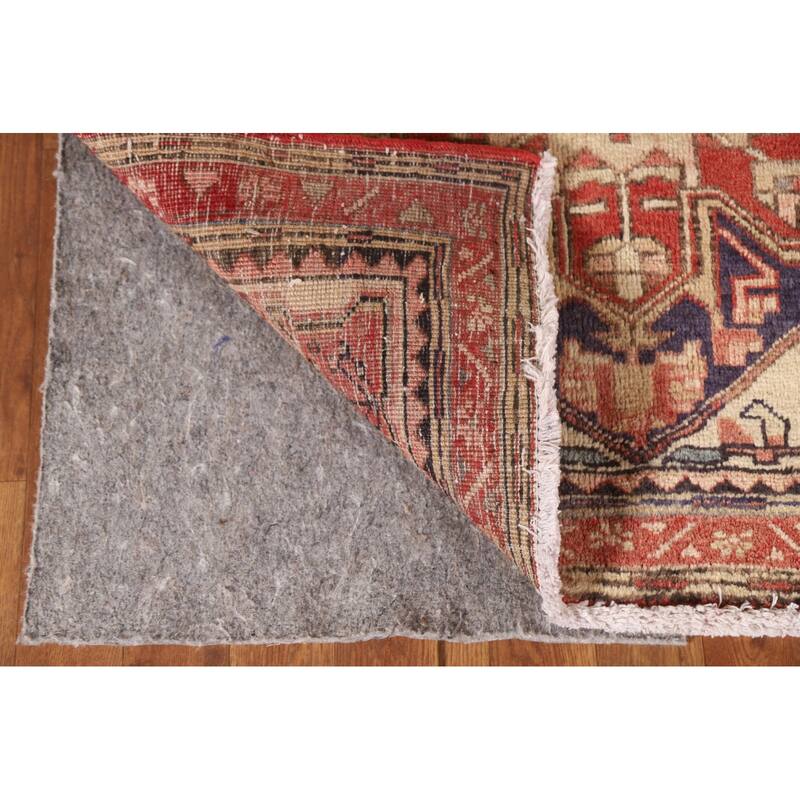 Geometric Ardebil Persian Vintage Runner Rug Hand-knotted Wool Carpet - 3'2"x 10'6"