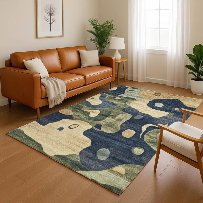 Premium Washable Super Soft Abstract Kali Mayfield Rug - Navy - 8' x 10'