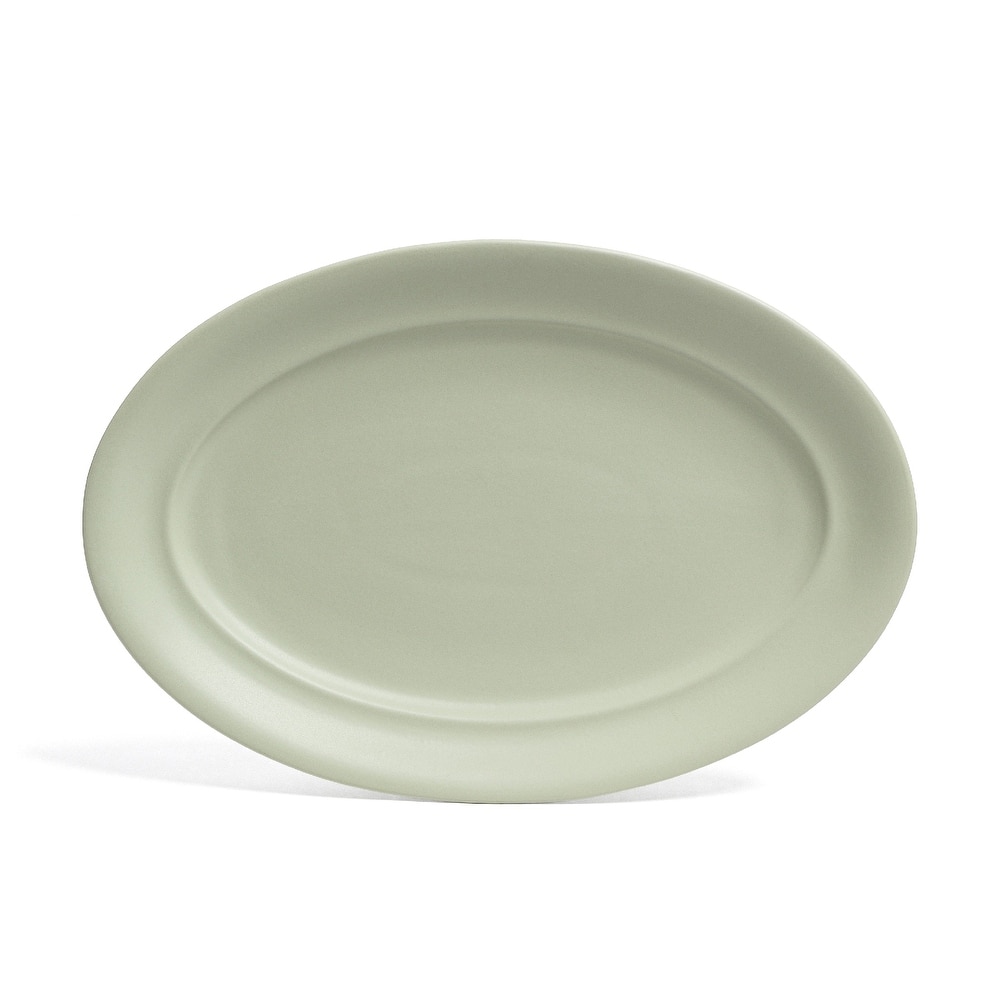 over&back Rimmed Semi-Matte Stoneware Oval Serving Platter