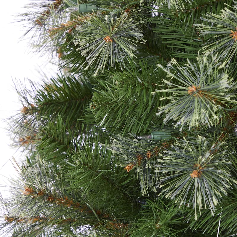 9ft Slim Christmas Tree with Lights - Pencil Artificial Tree, Holiday Decor, Indoor Xmas Tree with Stand - Green - 108