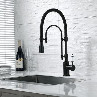Single Handle High Arc Swiveling Dual-Mode Pull-Down Sprayer Kitchen Faucet In Matte Black