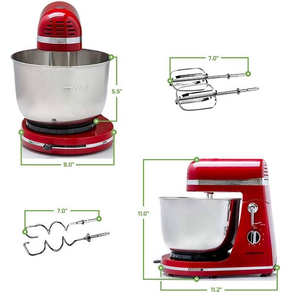 Ovente Kitchen Stand Mixer with 3.7 Quart Mixing Bowl, Red Bed Bath & Beyond 30428890