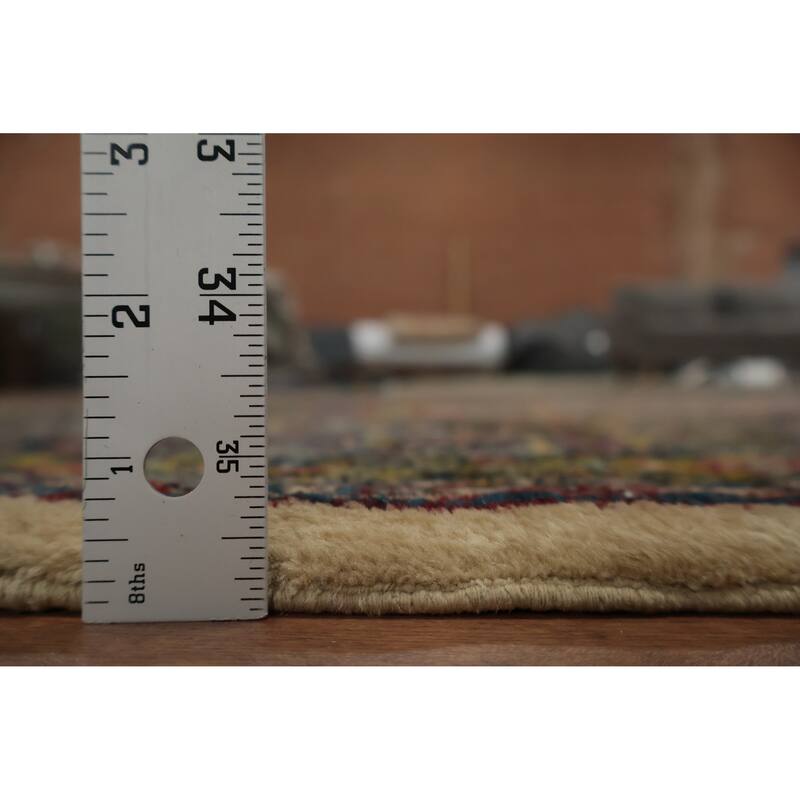 Hand Knotted Oriental 100% Wool Carpet Traditional Floral Beige & Ivories Kerman Area Rug - 15' 2'' X 8' 6''