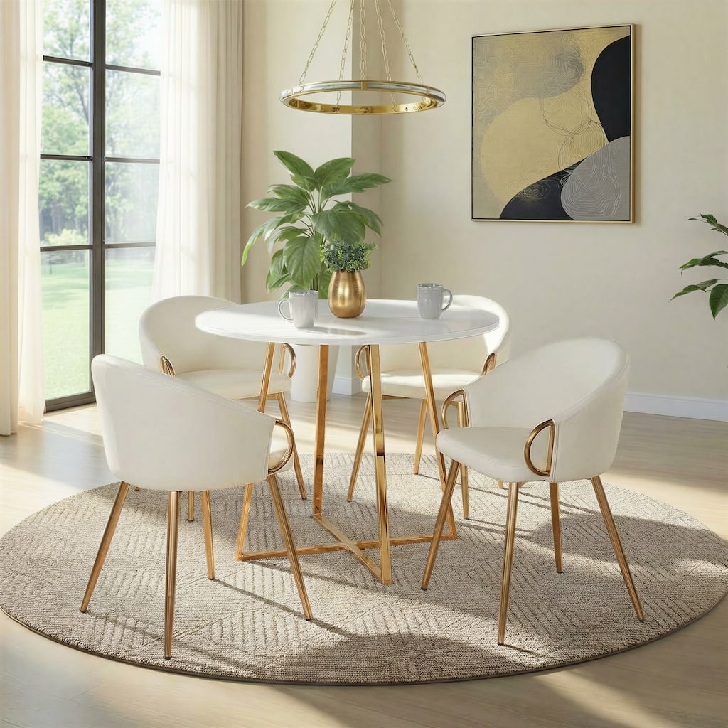 Silver Orchid Pugo-Battista Gold 5-Piece Dining Set