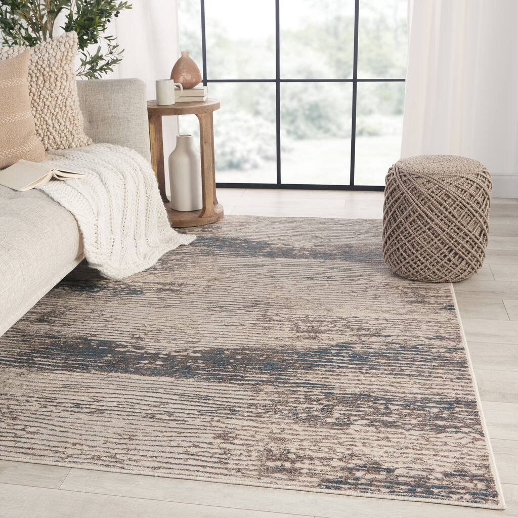 Malachite Abstract Gray/ Ivory Area Rug