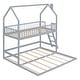preview thumbnail 6 of 7, Gray Twin Over Twin-Twin House Bunk Bed with Full-length Guardrail and Ladder
