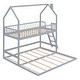 preview thumbnail 6 of 7, Gray Twin Over Twin-Twin House Bunk Bed with Guardrail, Ladder