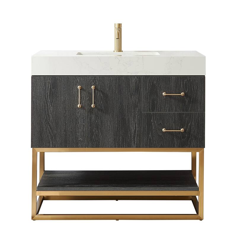 Alistair Bath Vanity with Grain White Stone Top without Mirror