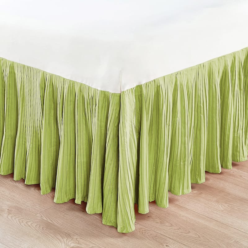 Serenta Pleated Bedskirt 18" Drop - King - Dark Citron