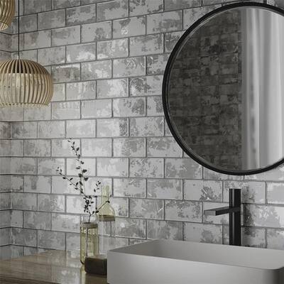 Merola Tile Biarritz Grey 3" x 6" Ceramic Wall Tile