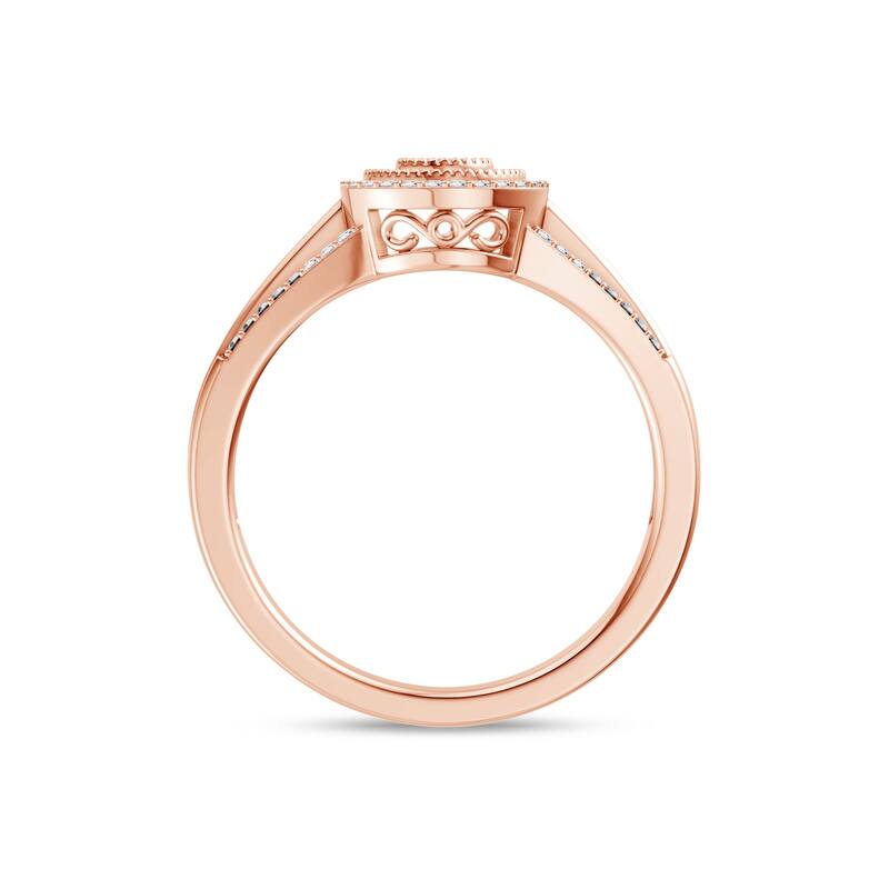 1/6ct TDW Diamond Cluster Halo Engagement Ring in 10K Rose Gold for Women