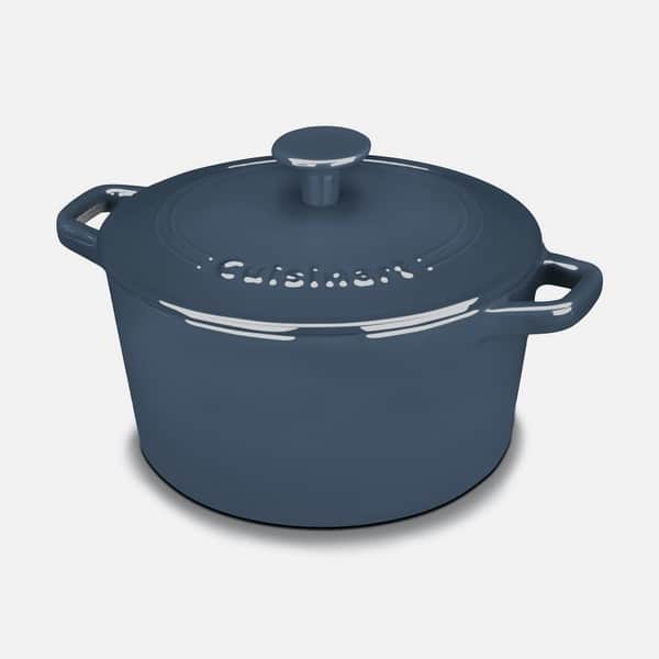 Vintage blue Enamel Cast Iron 10 Dutch Oven Pot branded E on lid