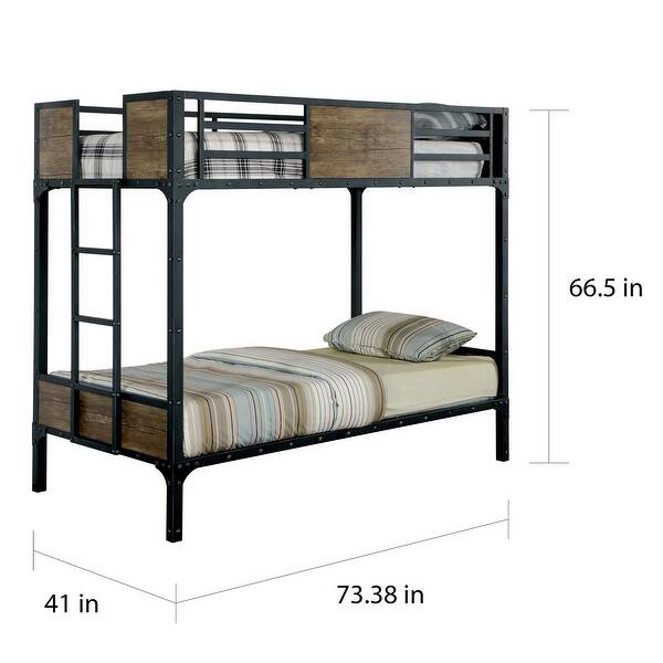 Shop Furniture Of America Jown Industrial Black Metal Bunk Bed On Sale Overstock 11149560