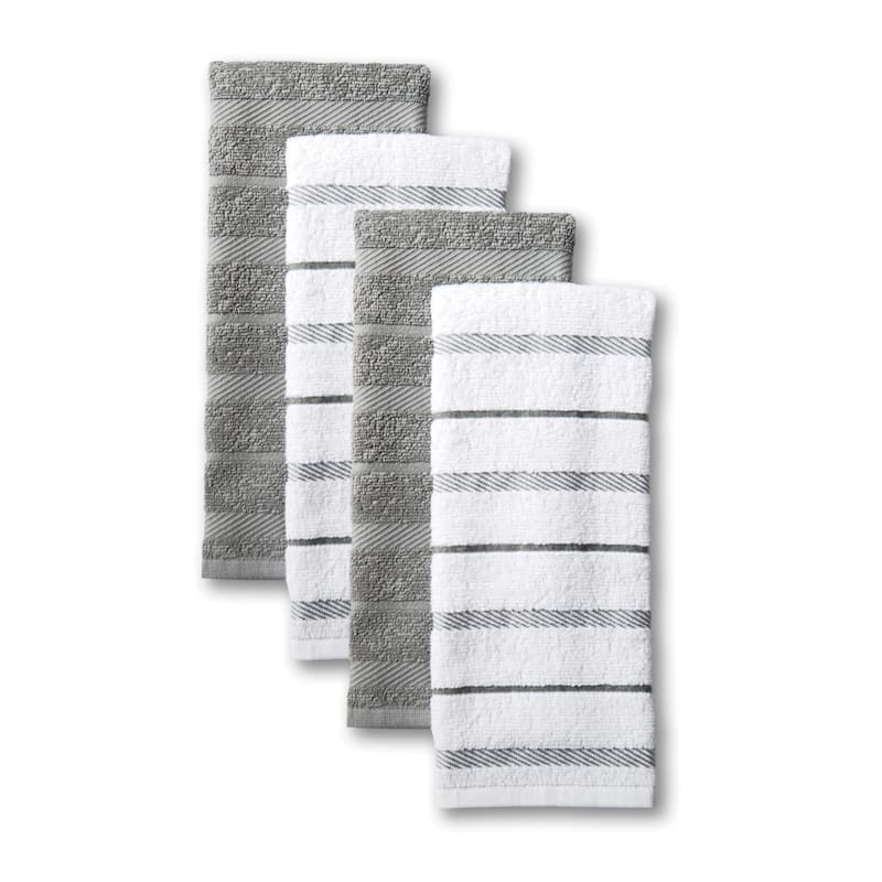 KitchenAid Albany Kitchen Towel Set, Set of 4 - 16"x26" - Grey