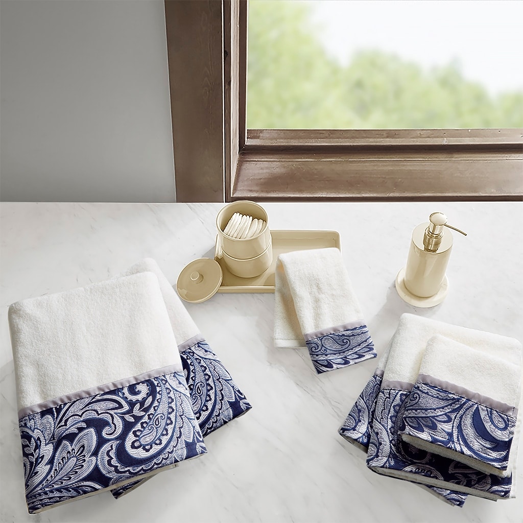 Piece Jacquard Towel Set, 100% Cotton Terry Soft Towel Set for